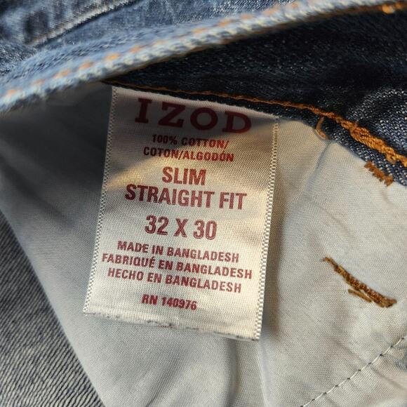 IZOD Men’s Slim Straight Fit Jeans 100% Cotton Medium Wash Size 32x30 - Picture 7 of 7